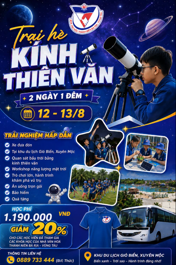 Trại Hè Kính Thiên Văn 2026: 2 Ngày 1 Đêm Khám Phá Vũ Trụ & Trải Nghiệm Thiên Nhiên